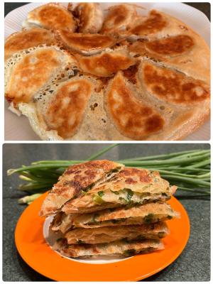 chinese dumplings and scallion pancakes