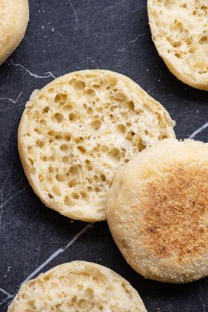english muffins on a slate surface